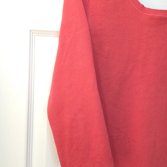 Repeat 100% Cotton 3/4 Sleeve Scoop Neck Top | Coral Red | M Quiet Luxury - Picture 7 of 12
